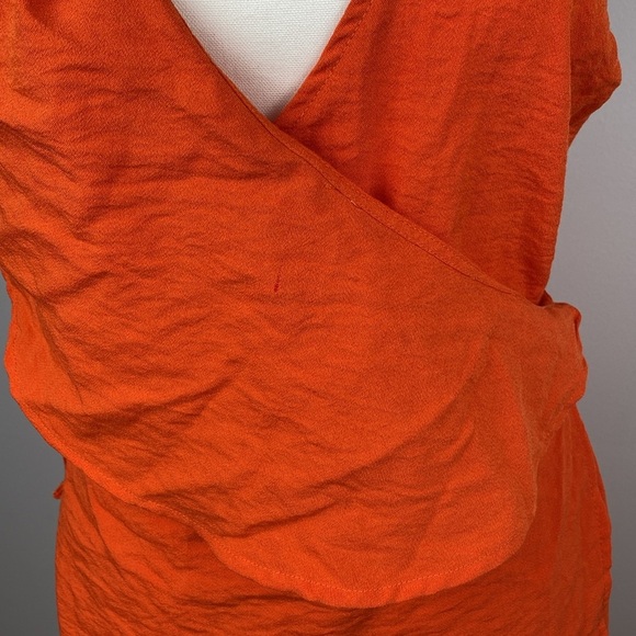Lulu’s Mia Rae Asymmetrical Mini Wrap Dress Orange - Picture 3 of 8